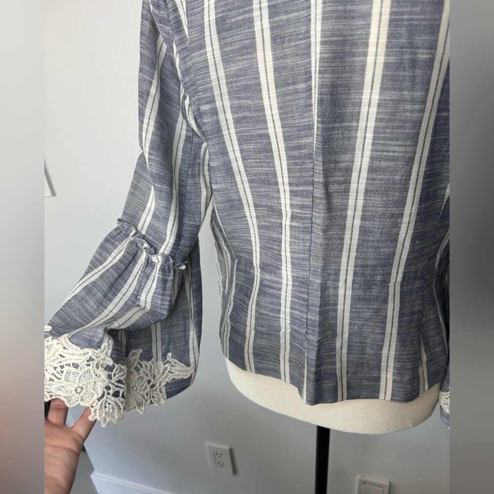 ZARA Basic Striped Bell Sleeve Jacket – Size M - Picture 16 of 16